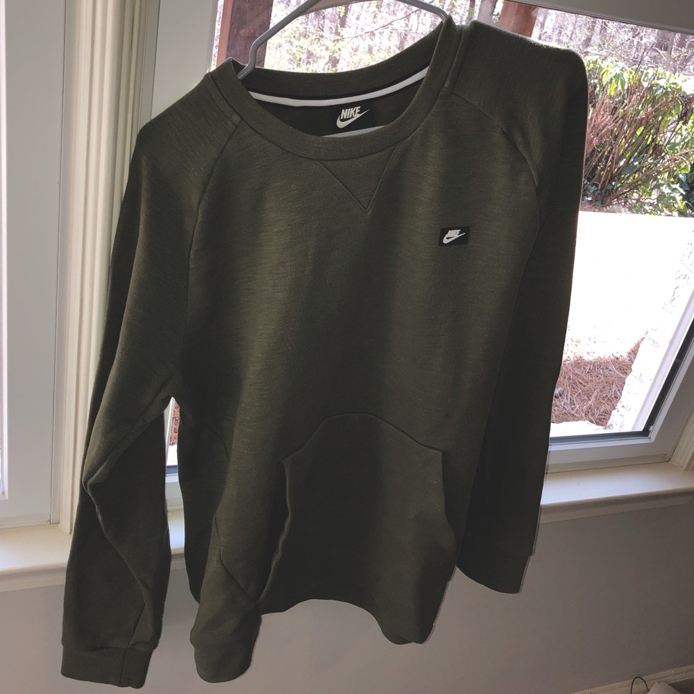Nike Sweatshirt w/ Front Pocket (Olive Green, Men’s, L)